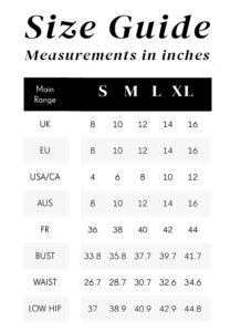 Warsame Size Guide